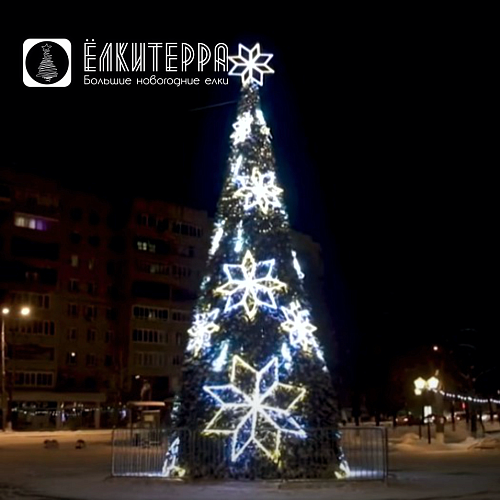 Искусственная уличная елка 8 метров с комплектом оформления Кристаллы